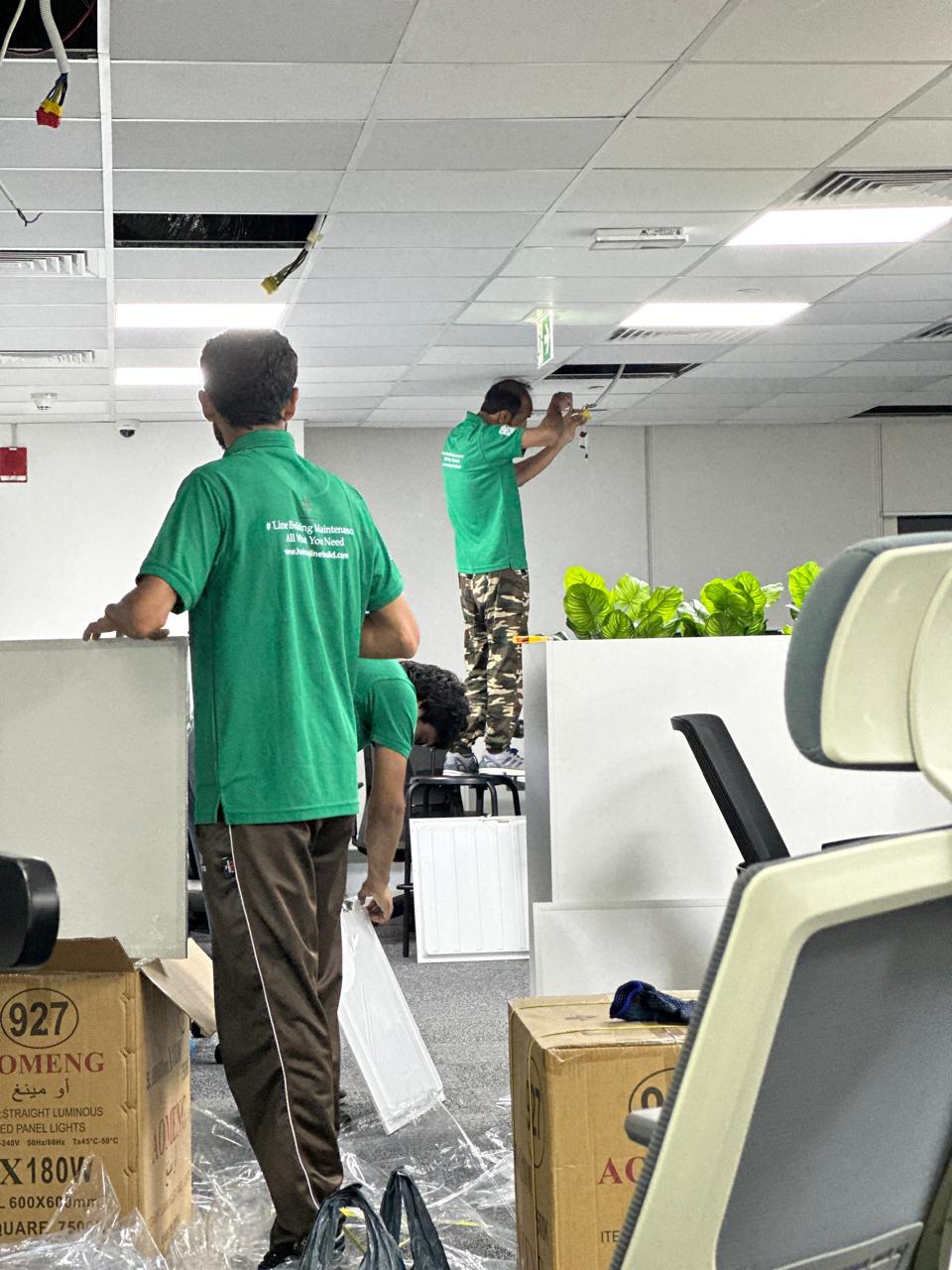 Office fit-out team working inside Business Village office